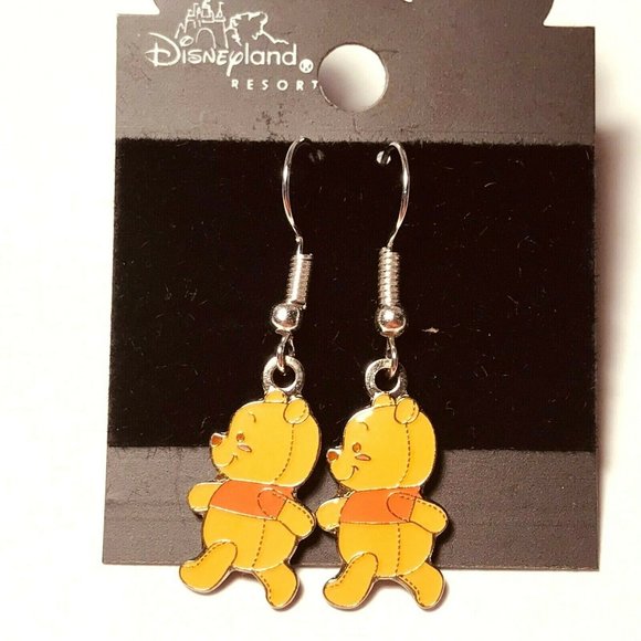 Vintage Disney Winnie The Pooh Bear Earrings Disneyana Charm - Picture 1 of 9